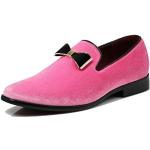 Chaussures casual de mariage roses en velours avec un talon jusqu'à 3cm classiques pour homme 