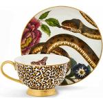 Tasses à thé Spode dorées à effet léopard en porcelaine à motif serpents 