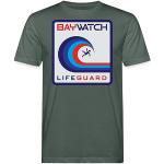Spreadshirt Baywatch Vague Maître Nageur T-Shirt Bio Homme, L, Gris-Vert