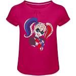 Spreadshirt DC Super Hero Girls Harley Quinn Typographie T-Shirt À Fronces Fille, 6 Ans, Fuchsia