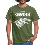 T-shirts Spreadshirt kaki à motif loups à manches courtes Game of Thrones Maison Stark à manches courtes Taille L classiques pour homme 