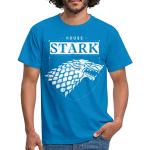 T-shirts Spreadshirt bleus à motif loups à manches courtes Game of Thrones Maison Stark à manches courtes Taille XL classiques pour homme 