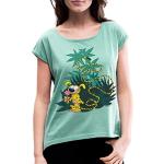 Spreadshirt Marsupilami dans Le Vert T-Shirt À Manches Retroussées Femme, L, Menthe chiné