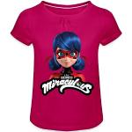 Spreadshirt Miraculous Ladybug avec Logo T-Shirt À Fronces Fille, 10 Ans, Fuchsia