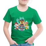 T-shirts à manches courtes Spreadshirt verts à motif chiens enfant Pat Patrouille look fashion 