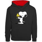 Sweats à capuche Spreadshirt noirs enfant Snoopy Charlie Brown look fashion 