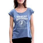 Spreadshirt Star Trek Discovery Starfleet Collège T-Shirt À Manches Retroussées Femme, M, Bleu Jeans chiné