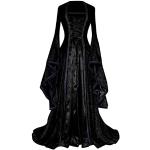 Robes de bal longues de mariée noires à capuche à manches longues Taille 5 XL plus size look médiéval pour femme 