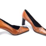Escarpins marron en cuir en cuir à bouts carrés Pointure 36 look vintage pour femme 