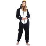 Pyjamas combinaisons noirs en polyester à motif pingouins Taille XS look fashion pour femme 