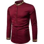 Chemises de nuit de soirée rouge cerise à manches longues à manches longues Taille XXL look fashion pour homme 