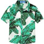 Chemises hawaiennes vert d'eau à fleurs en coton à manches courtes Taille S look casual 