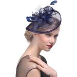 Chapeaux de mariage bleu marine en fil filet look fashion pour femme 