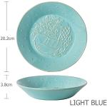 Assiettes plates bleues en céramique compatibles lave-vaisselle 