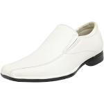 Chaussures casual de mariage blanches à bouts carrés à élastiques Pointure 45 look business pour homme 