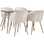 Tables de salle à manger design blanc crème en acier enduites avec dossier 4 places contemporaines 