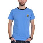 Star Trek officiel - T-shirt pour homme - uniforme Spock/Scotty/Capitaine Kirk - Bleu - Small