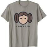 T-shirts I love gris Star Wars Princesse Leia Taille S classiques pour homme 