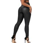 Leggings en cuir noirs en velours Taille 3 XL look sportif pour femme 