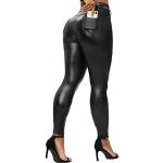 Leggings en cuir noirs en velours Taille S look fashion pour femme 