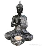 Statuettes argentées en résine à motif Bouddha 