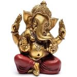 Statuettes Ganesh dorées en résine à motif éléphants 