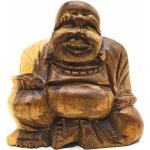 Statuettes en bois marron en bois massif à motif Bouddha style ethnique 