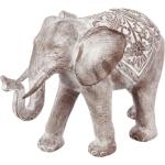 Statuettes en bois Atmosphera grises tressées en résine à motif éléphants de 30 cm 