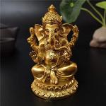 Statuettes Ganesh dorées en résine à motif Bouddha 