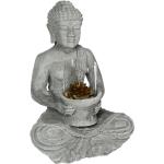 Statuettes en bois Atmosphera argentées en verre à motif Bouddha style ethnique 