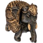 Statuettes en bois Atmosphera dorées en résine à motif éléphants de 9 cm style ethnique 