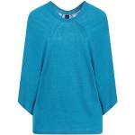 Pullovers Stefanel bleus en lin à manches trois-quart à col rond Taille XS pour femme 