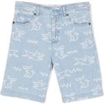 Shorts de bain de créateur Stella McCartney bleues claires en denim à motif requins enfant classiques 
