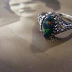 Bagues opale argentées art déco pour femme 