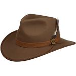 STETSON Chapeau en Laine Dennysville Western Femme/Homme - de Cowboy Feutre avec Bandeau Cuir Printemps-été - XL (60-61 cm) Marron