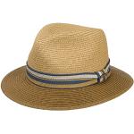 Chapeaux Fedora Stetson marron à rayures en paille 55 cm look fashion pour femme 