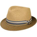 Chapeaux Fedora Stetson marron à rayures en paille 63 cm look fashion pour femme 
