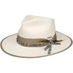 Chapeaux Fedora Stetson blanc crème en coton avec noeuds 57 cm Taille M look fashion pour femme 