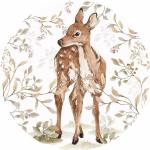 Sticker mural Bambi dans un cercle - 150 x 150 cm - Brun, blanc