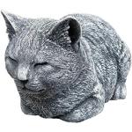 Statuettes grises en pierre à motif chats 