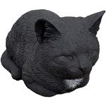 Statuettes noires en pierre à motif chats de 20 cm 