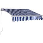 Store banne rétractable 3 x 2 5m avec tissu résistant aux UV et à l'eau cadre en aluminium pour terrasse balcon bleu blanc 20_0001111