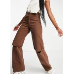 Jeans taille haute Stradivarius marron chocolat délavés Taille XS pour femme en promo 