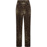 Pantalons en soie de créateur Dolce & Gabbana Dolce marron à effet léopard Taille L 