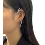 Boucles d'oreilles à clip argentées en argent à motif serpents look gothique pour femme 