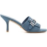 Sandales à talons Stuart Weitzman bleu ciel en toile à bouts carrés à boucles Pointure 40 pour femme en promo 