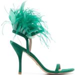 Sandales à brides Stuart Weitzman vert jade en cuir de veau avec plumes à bouts ouverts Pointure 41 pour femme 