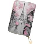 Porte-cartes bancaires roses en cuir synthétique Tour Eiffel look fashion pour femme 