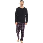 Pyjamas en polaires d'hiver noirs à carreaux en polyester Taille XL look fashion pour homme 