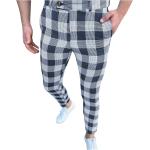 Pantalons de Golf bleus à carreaux en polyester stretch look fashion pour homme 